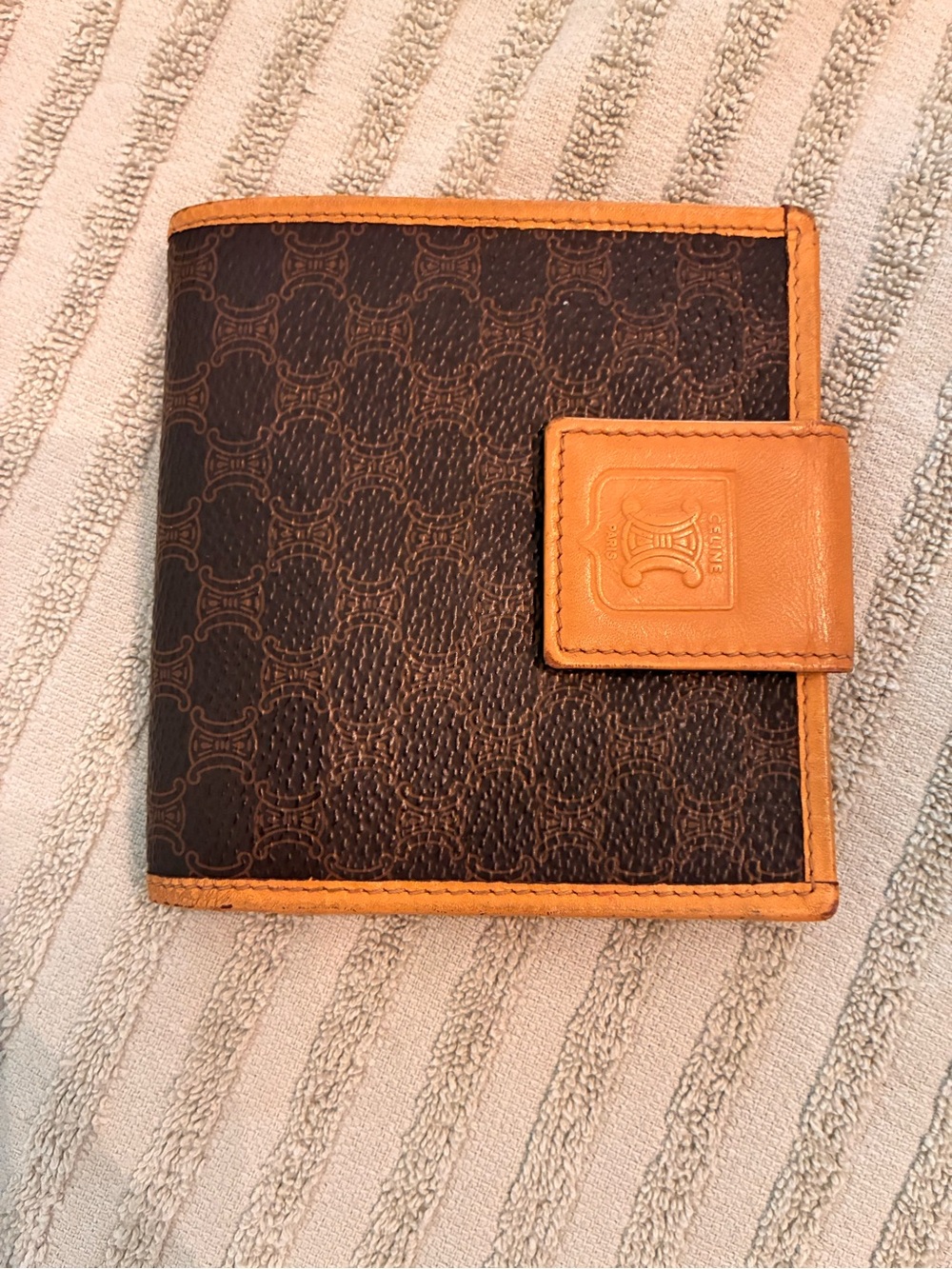 Celine Macadam Dark Brown & Tan Signature Compact Wallet